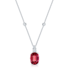 18ct White Gold Cushion Cut Pink Tourmaline And Diamond Fancy Pendant