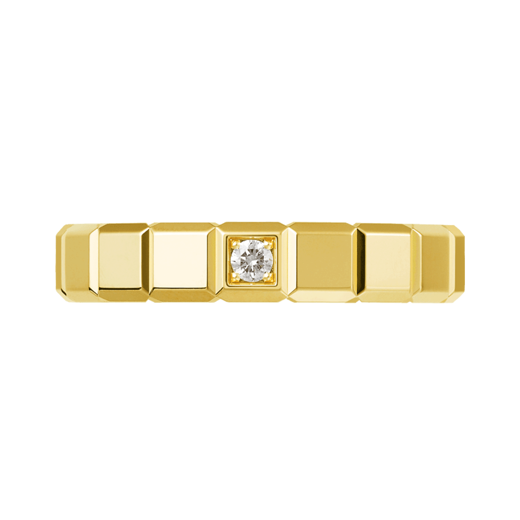 18ct Yellow Gold Ice Cube Single Diamond Set Ring