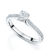 Platinum GIA Certificated Round Brilliant Cut Diamond Ring With Diamond Shoulders