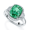 Platinum Radiant Cut Green Tourmaline And Diamond Cluster Dress Ring