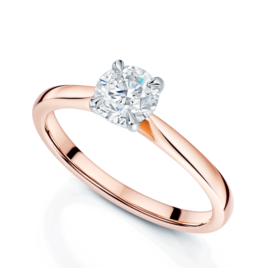 18ct Rose Gold Round Brilliant Cut Diamond Single Stone Ring