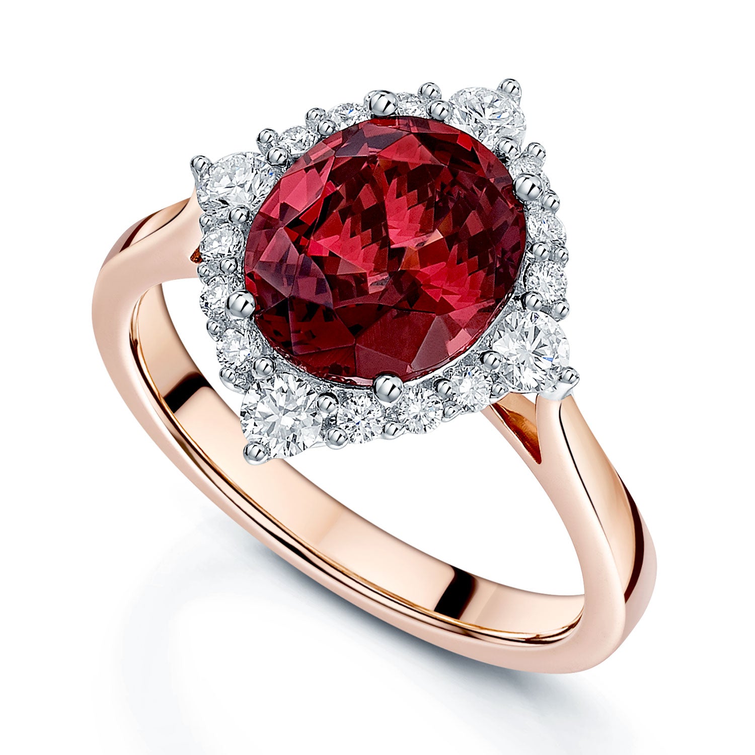 18ct Rose Gold Spinel And Diamond Cluster Ring