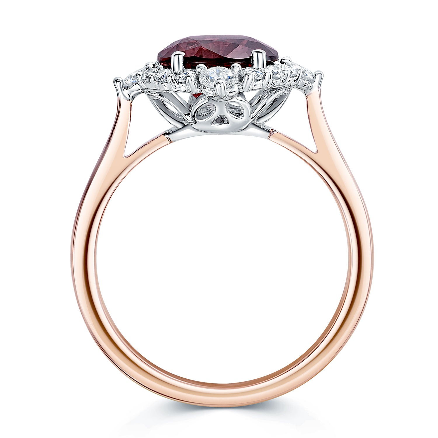 18ct Rose Gold Spinel And Diamond Cluster Ring