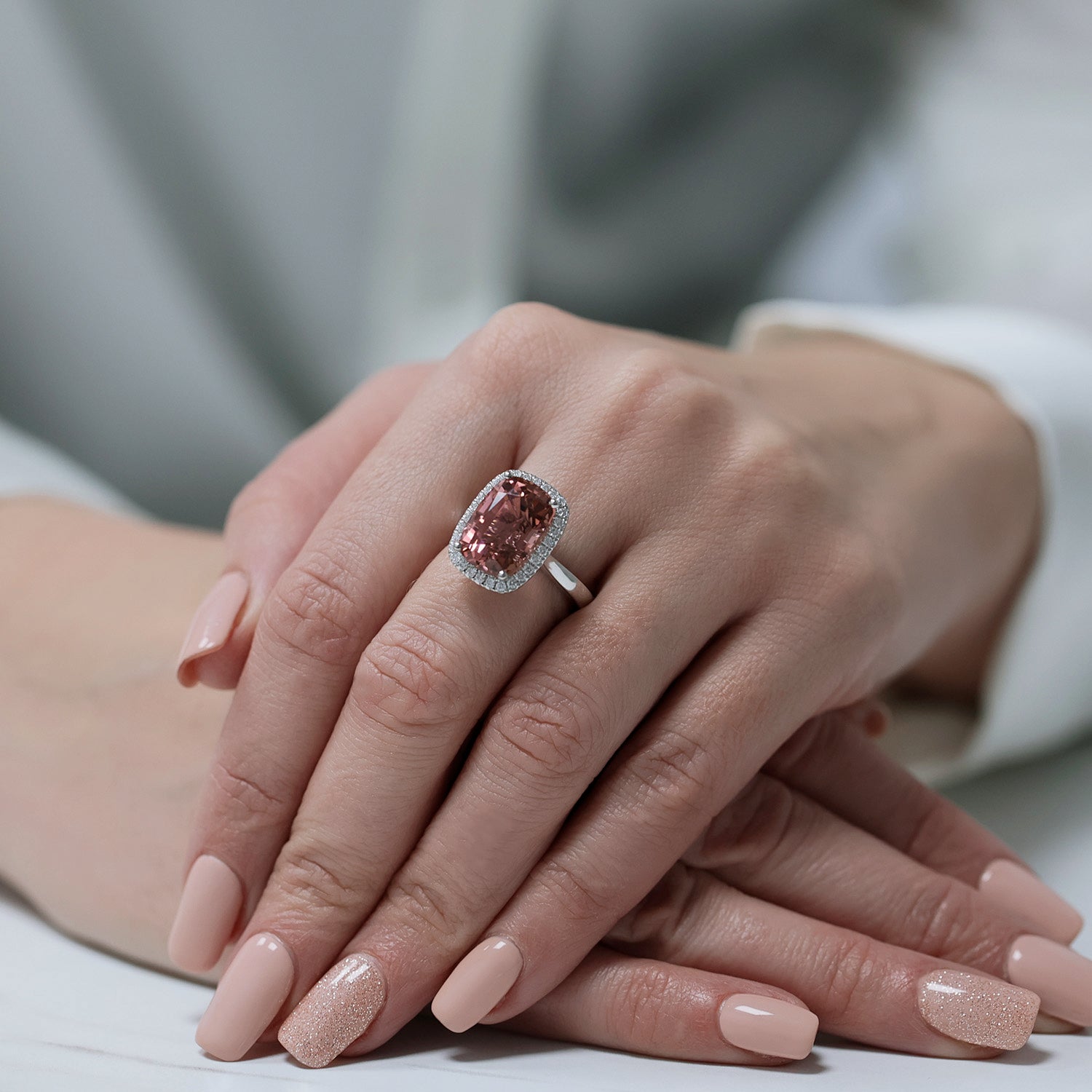 Berry's Platinum Pink Tourmaline And Diamond Halo Ring - Berry's Jewellers