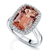 Platinum Pink Tourmaline And Diamond Halo Ring