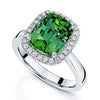 Platinum Mint Green Tourmaline And Diamond Halo Ring