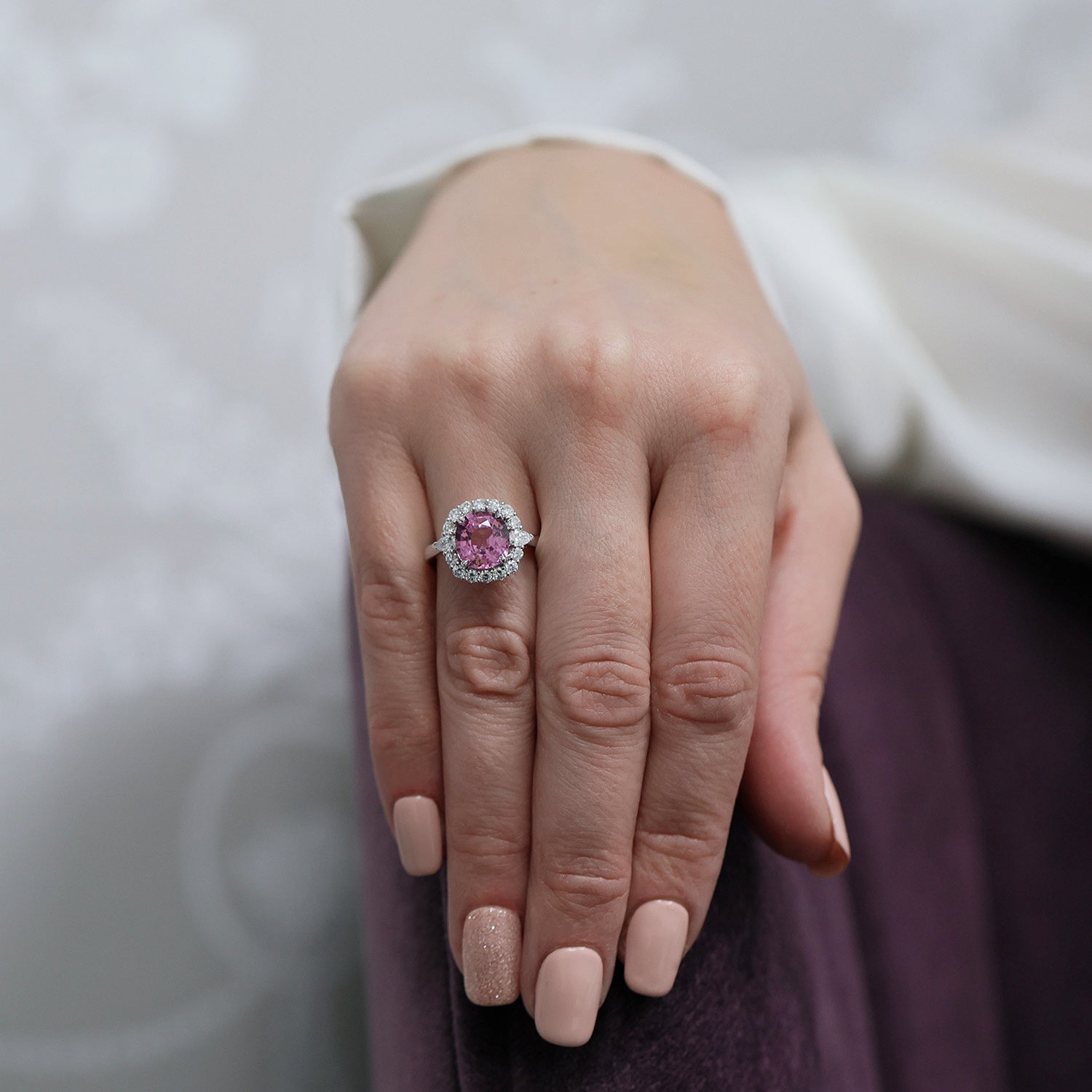 Berry's Platinum Spinel And Diamond Halo Cluster Ring - Berry's Jewellers