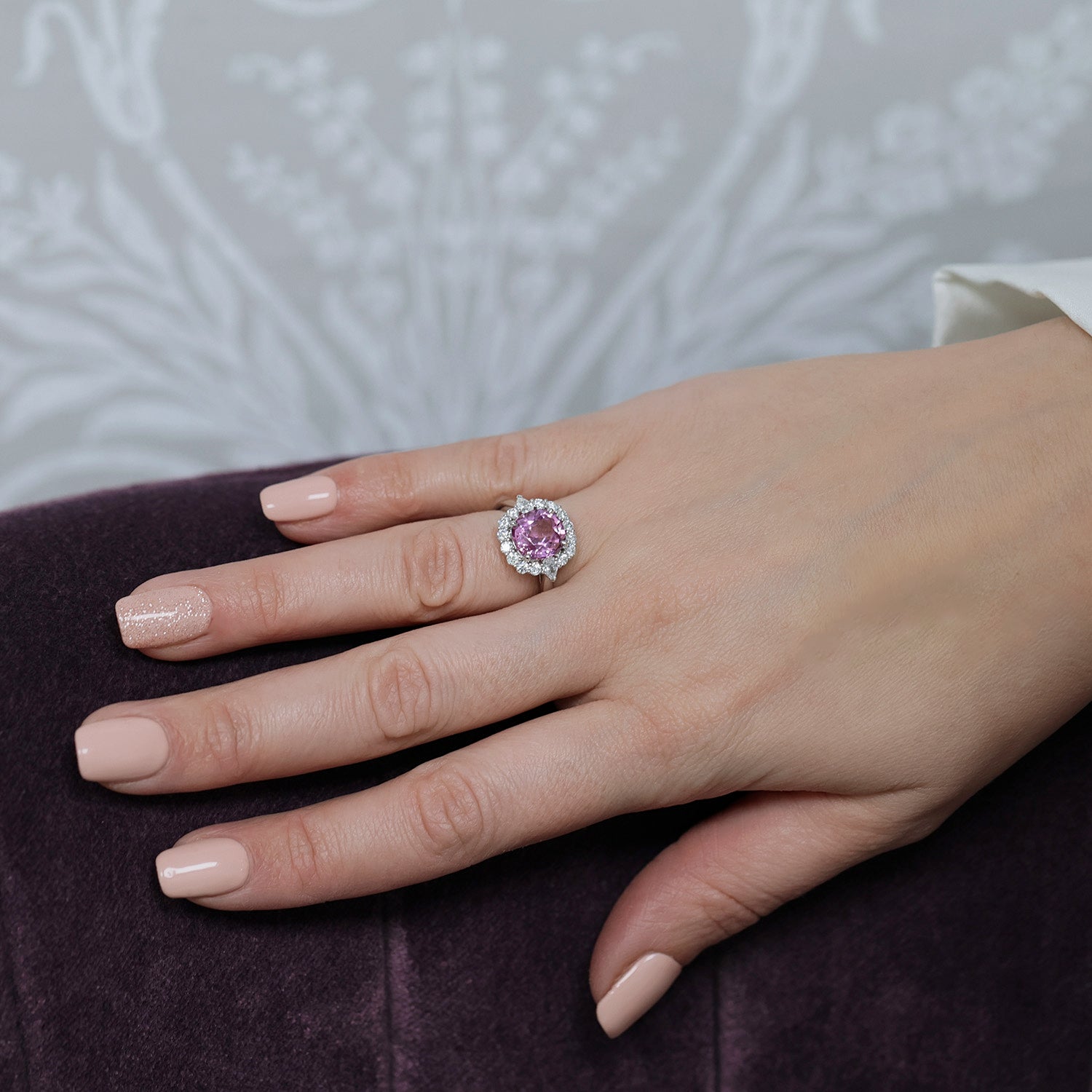 Berry's Platinum Spinel And Diamond Halo Cluster Ring - Berry's Jewellers