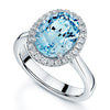 Platinum Oval Aquamarine And Diamond Halo Ring