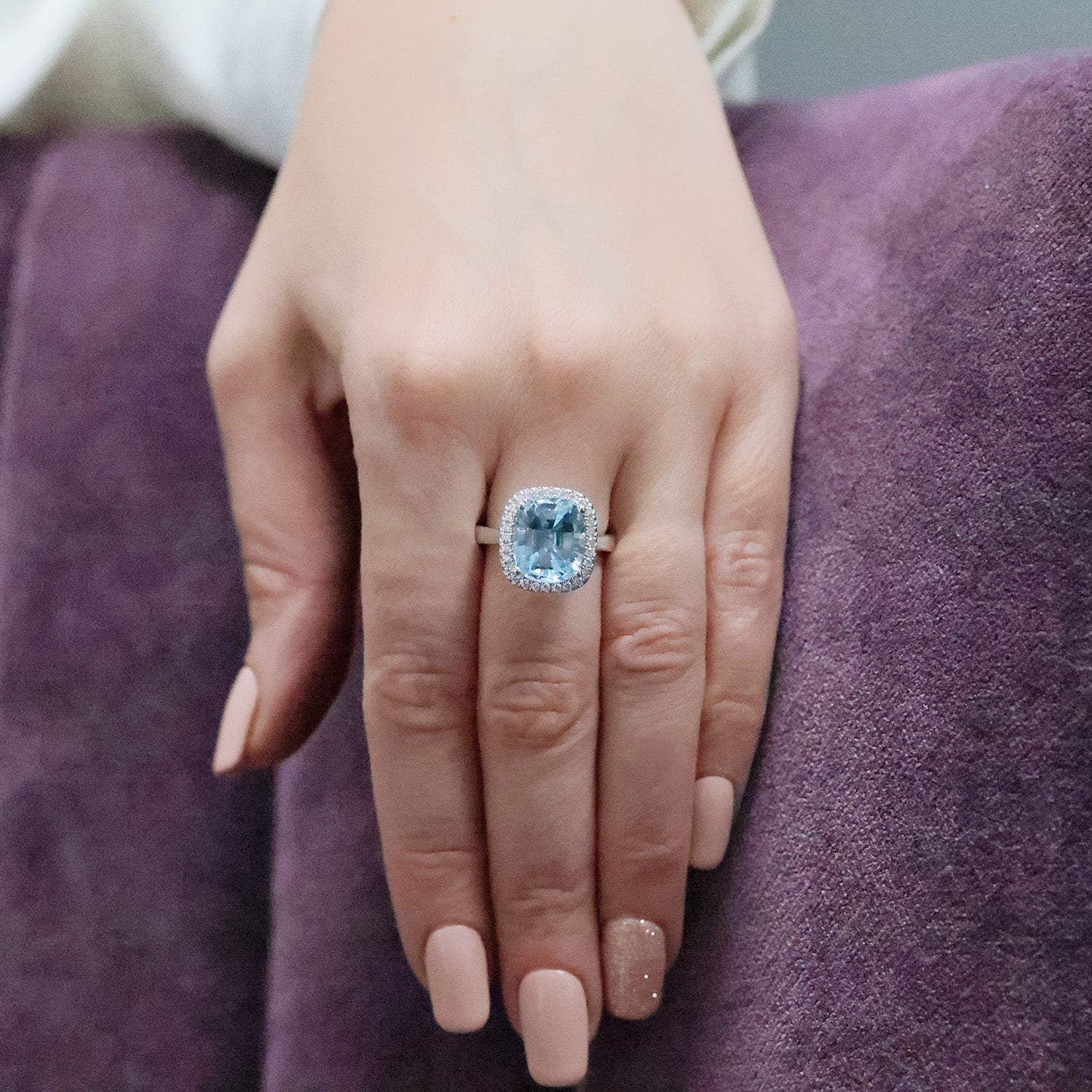 Berry's Platinum Aquamarine And Diamond Halo Ring - Berry's Jewellers