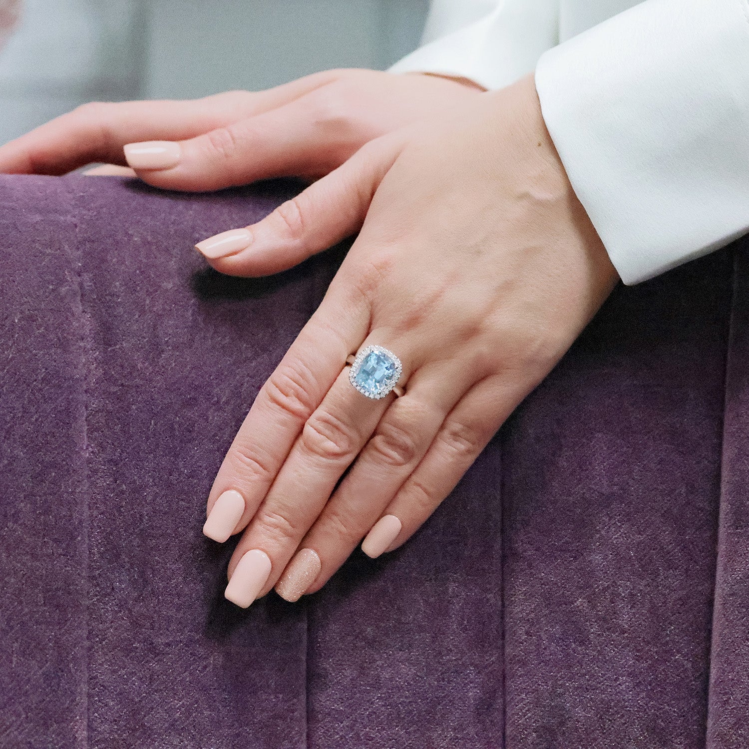 Berry's Platinum Aquamarine And Diamond Halo Ring - Berry's Jewellers