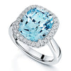 Platinum Aquamarine And Diamond Halo Ring