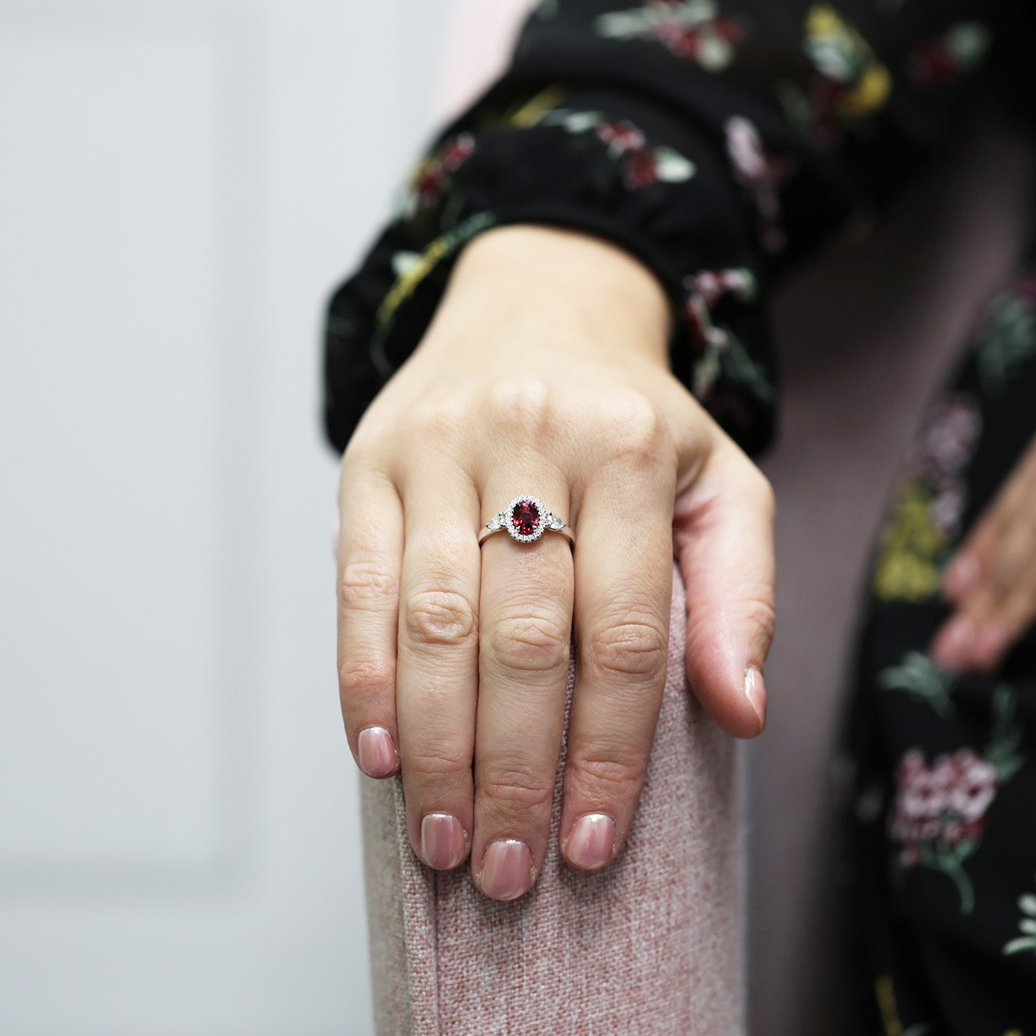 18ct White Gold Ruby And Diamond Ring