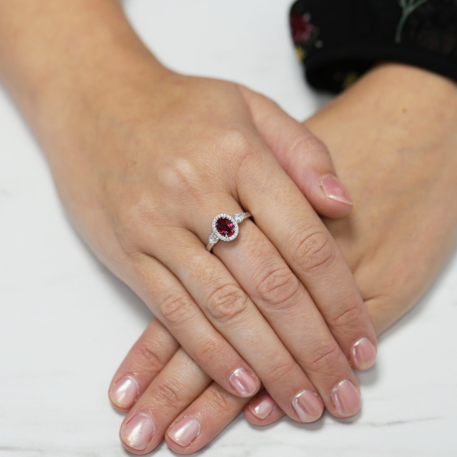 18ct White Gold Ruby And Diamond Ring