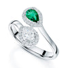 18ct White Gold Emerald And Diamond Toi Et Moi Ring