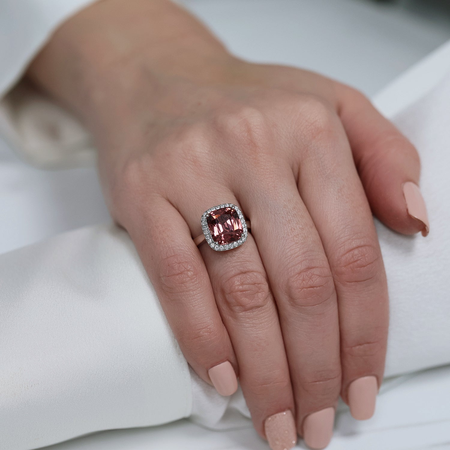 Berry's Platinum Malayan Garnet And Diamond Cluster Ring - Berry's Jewellers