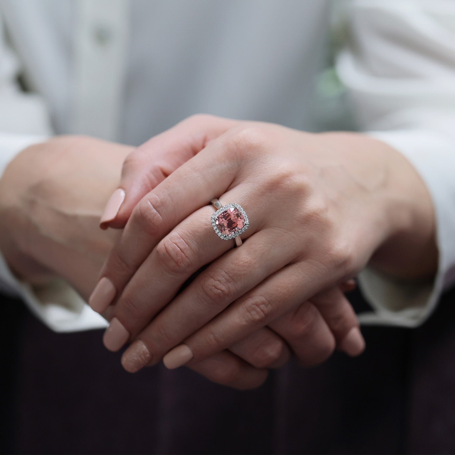 Berry's Platinum Pink Tourmaline And Diamond Halo Ring - Berry's Jewellers