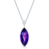 18ct White Gold Single Marquise Cut Purple Amethyst And Diamond Pendant