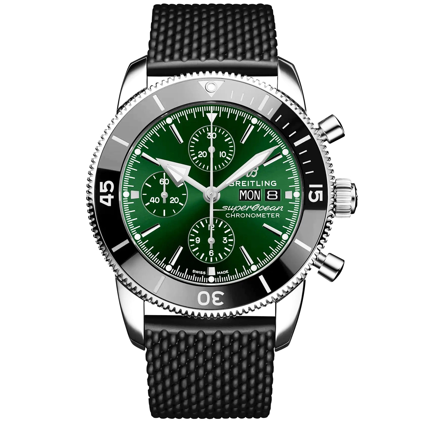 Breitling Superocean Heritage Chronograph 44mm Green Dial Strap Watch - Berry's Jewellers