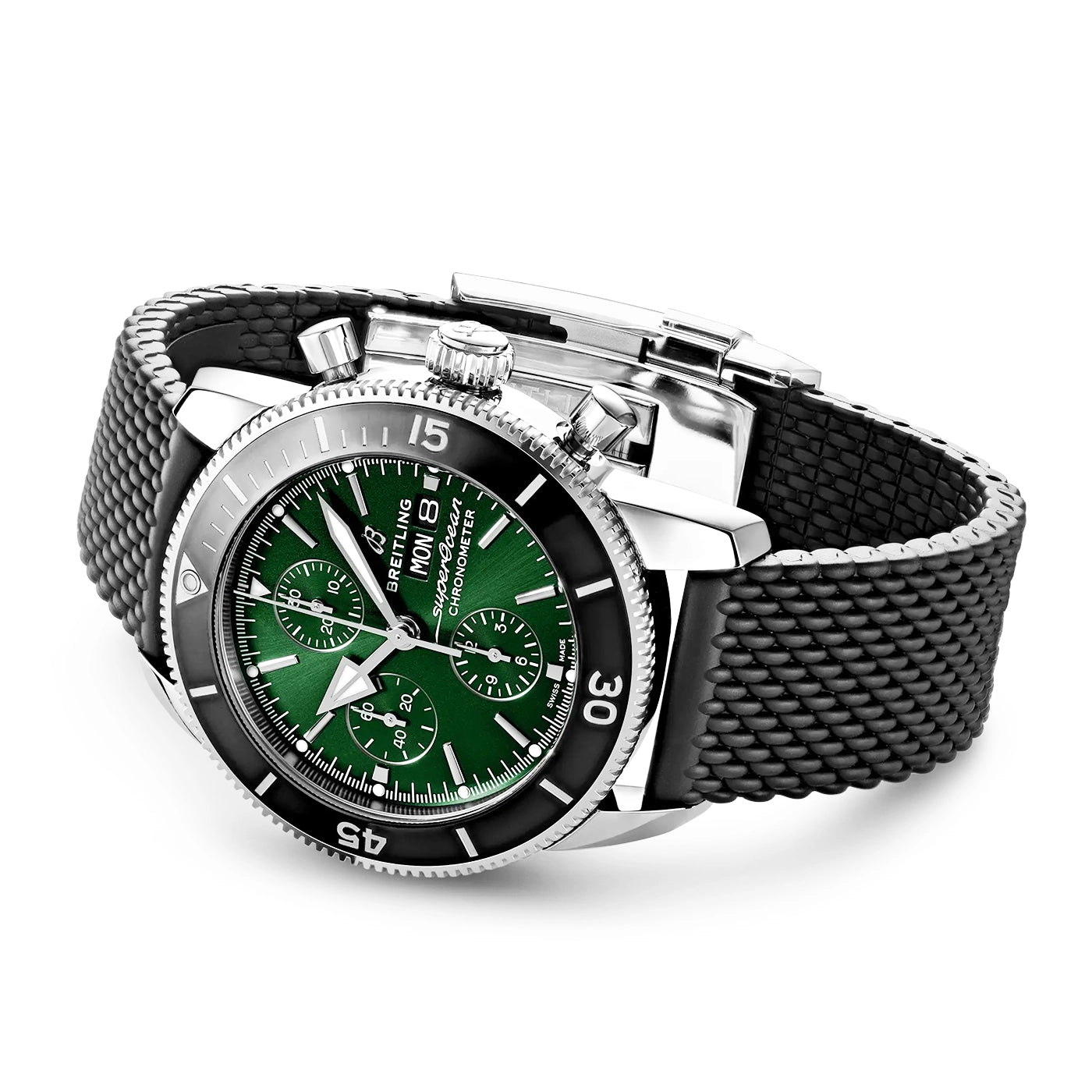 Breitling Superocean Heritage Chronograph 44mm Green Dial Strap Watch - Berry's Jewellers