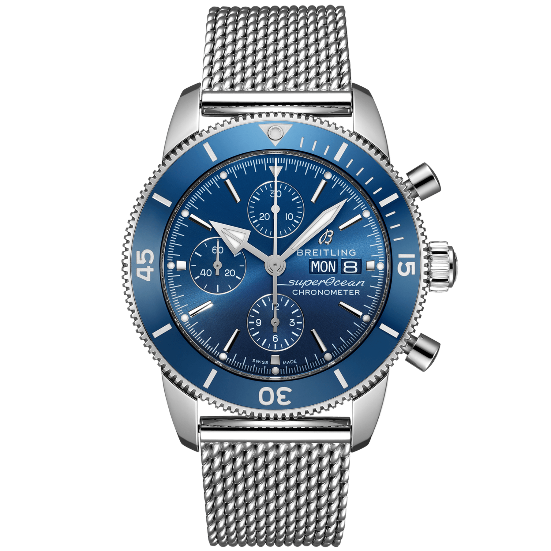 Superocean Heritage Chronograph 44mm Blue Dial Bracelet Watch