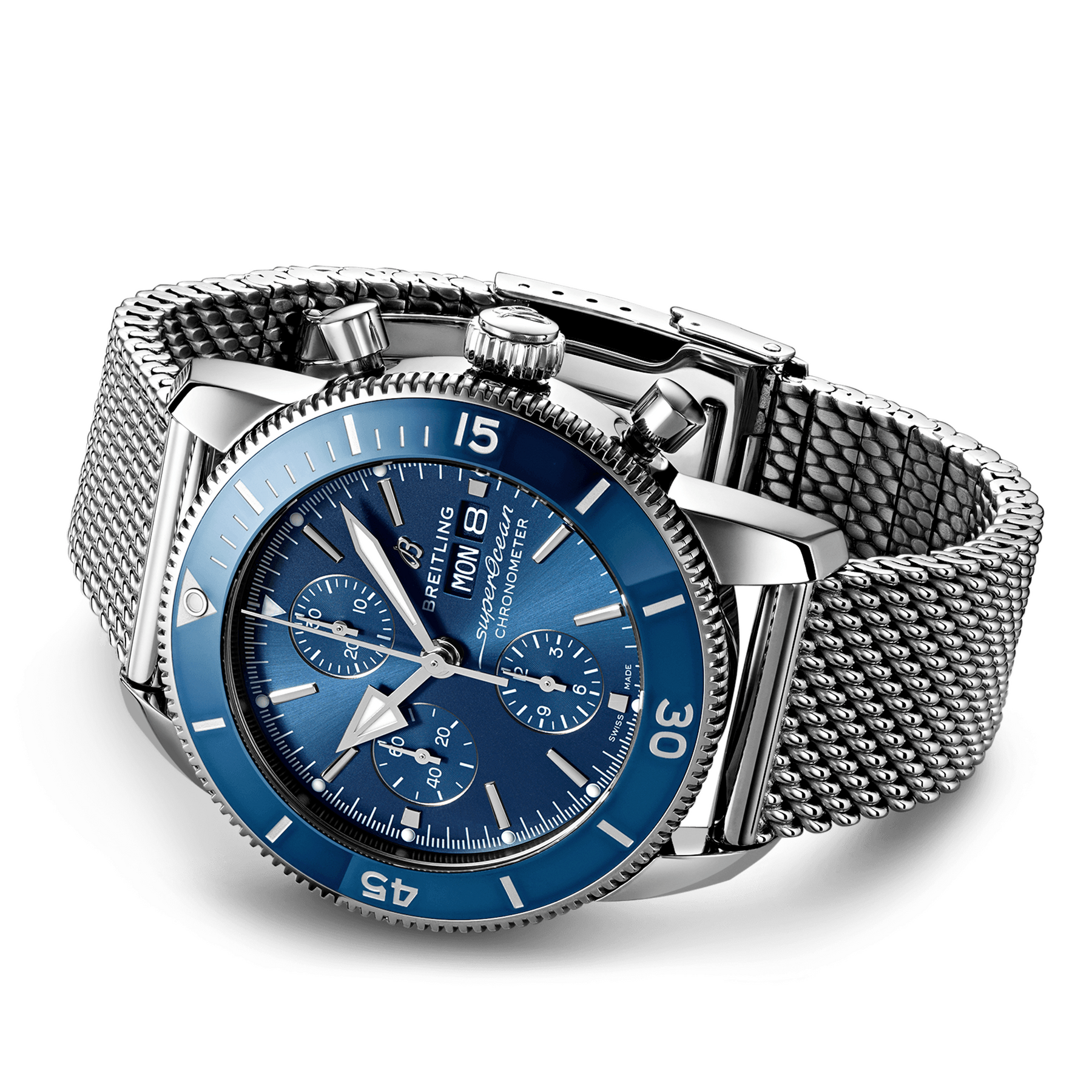 Superocean Heritage Chronograph 44mm Blue Dial Bracelet Watch