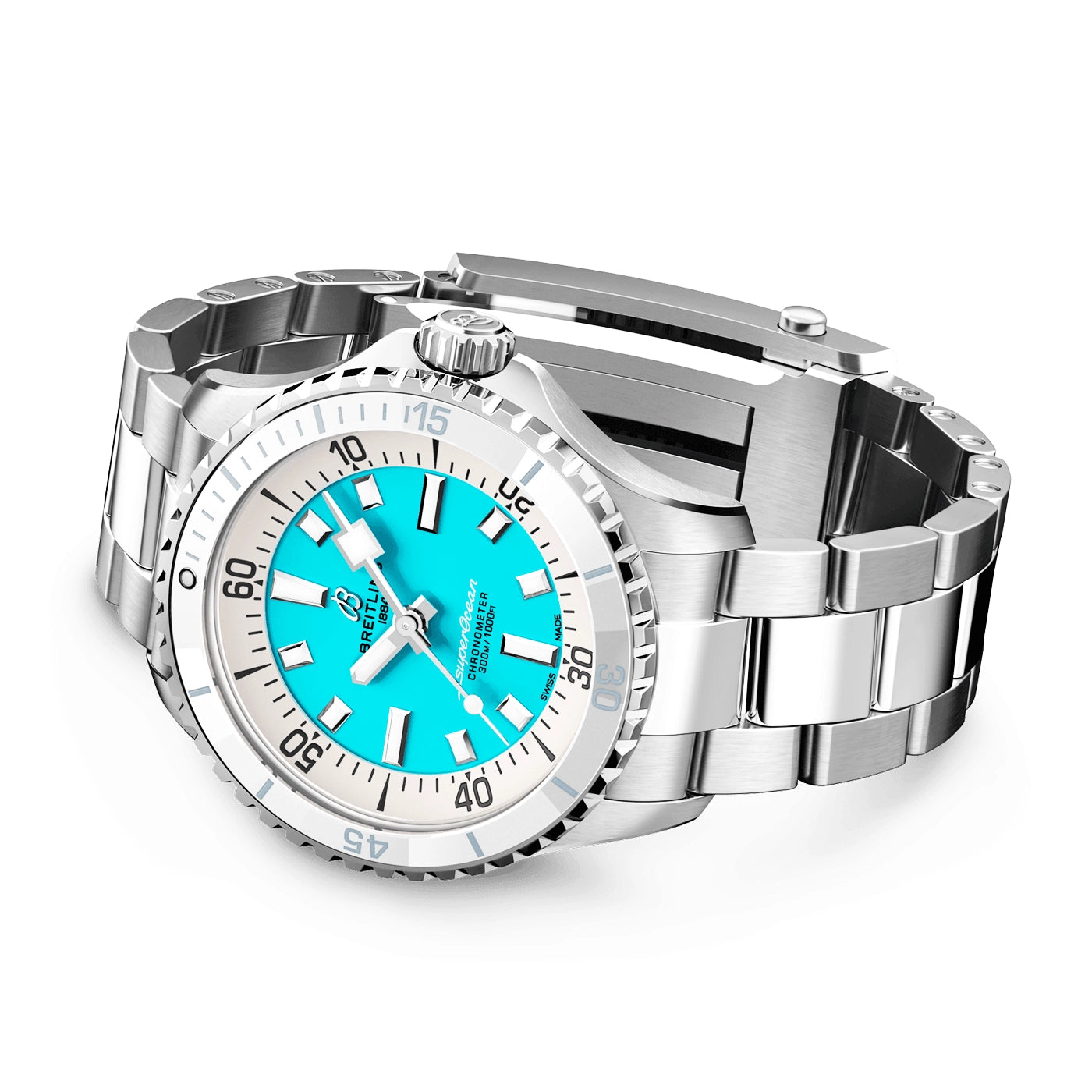 Superocean 36mm Turquoise Dial Ladies Automatic Bracelet Watch