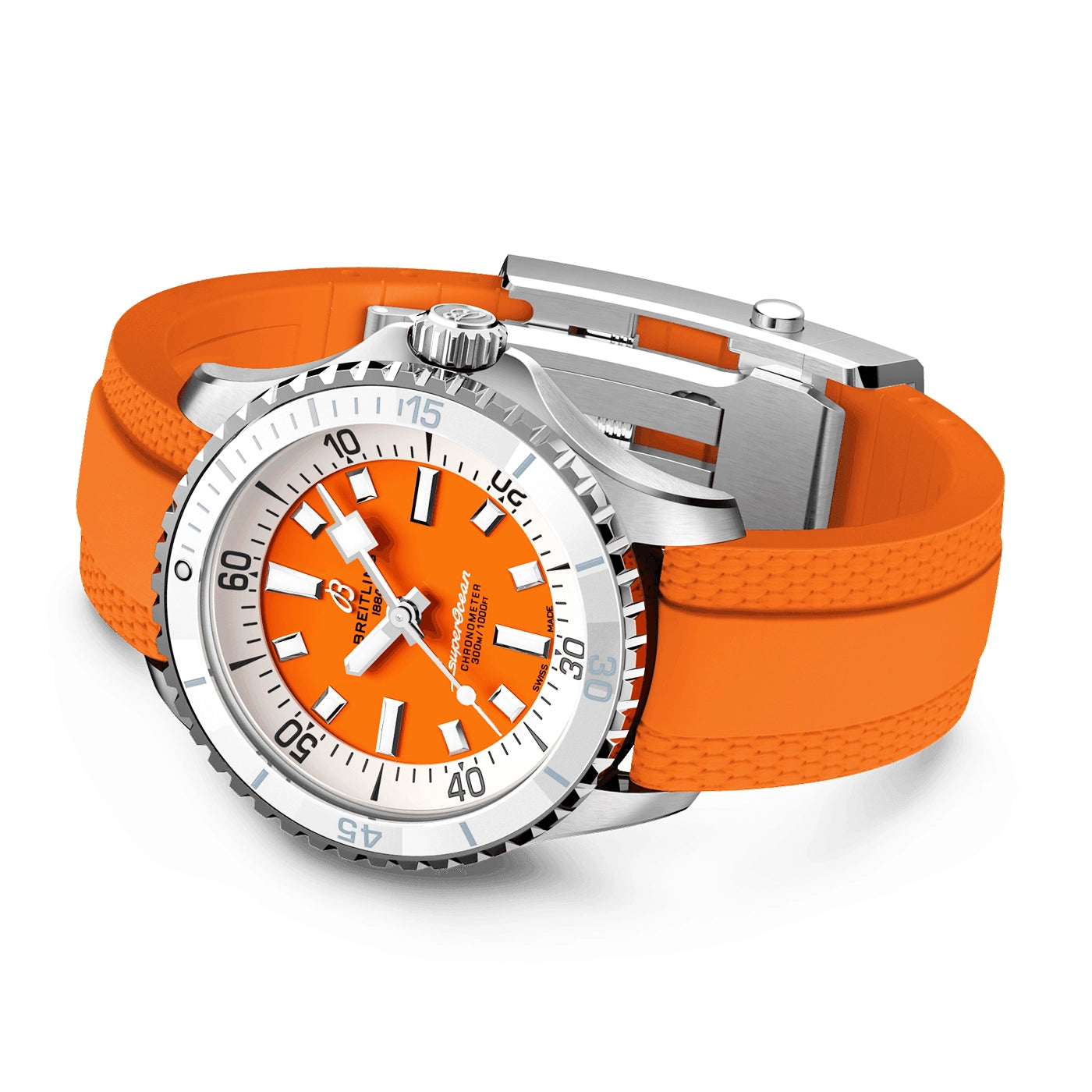 Superocean 36mm Orange Dial Ladies Automatic Strap Watch