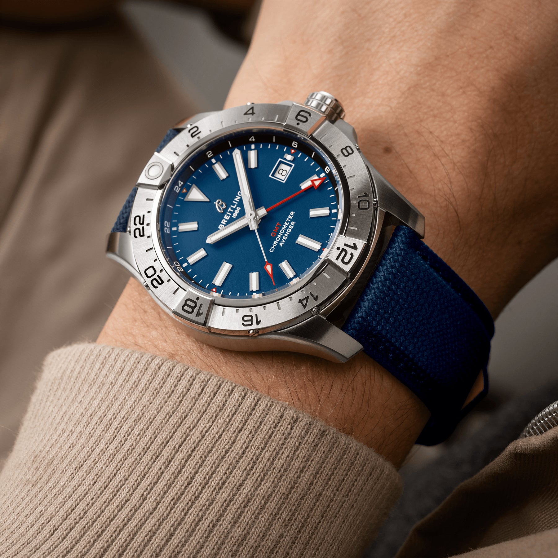 Avenger GMT 44mm Blue Dial Automatic Strap Watch