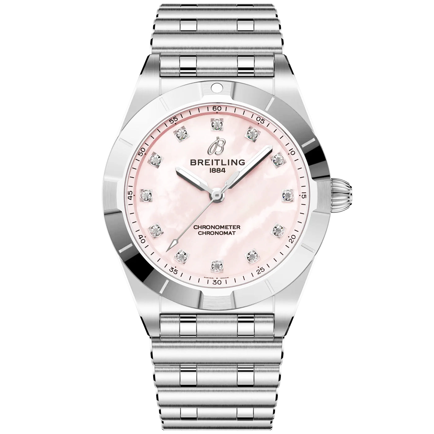 Chronomat 28mm Pink Mother of Pearl Diamond Dial Watch