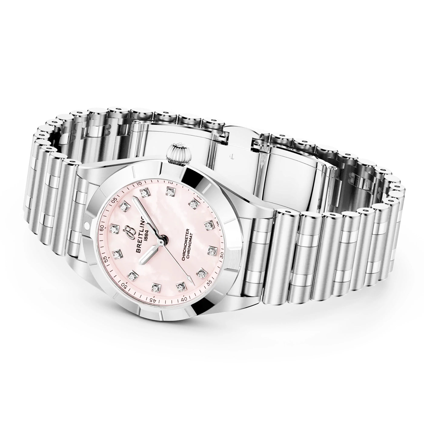 Chronomat 28mm Pink Mother of Pearl Diamond Dial Watch