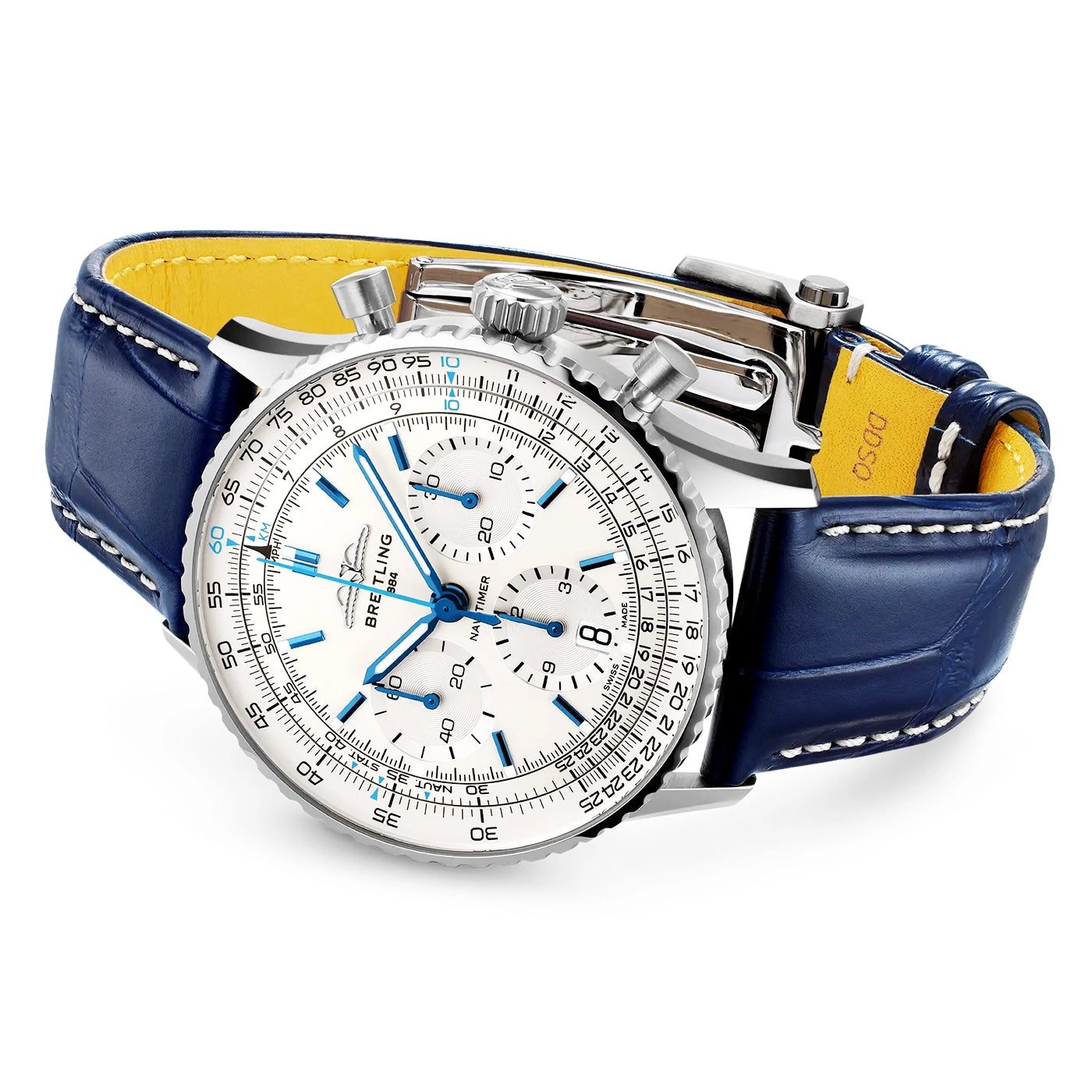 Navitimer 41mm White/Blue Dial Men's Chronograph Strap Watch