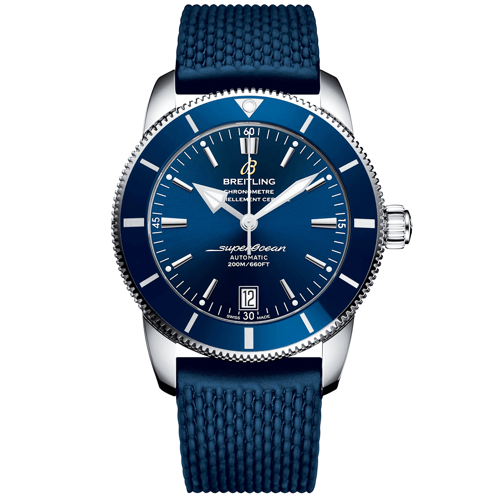 Breitling Superocean Heritage 42mm Blue Dial Automatic Rubber Strap Watch - Berry's Jewellers