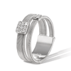 Masai 18ct White Gold Two Row Ring With Two Pave Set Diamond Squares