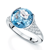 18ct White Gold Blue Topaz And Diamond Pave Set Dress Ring