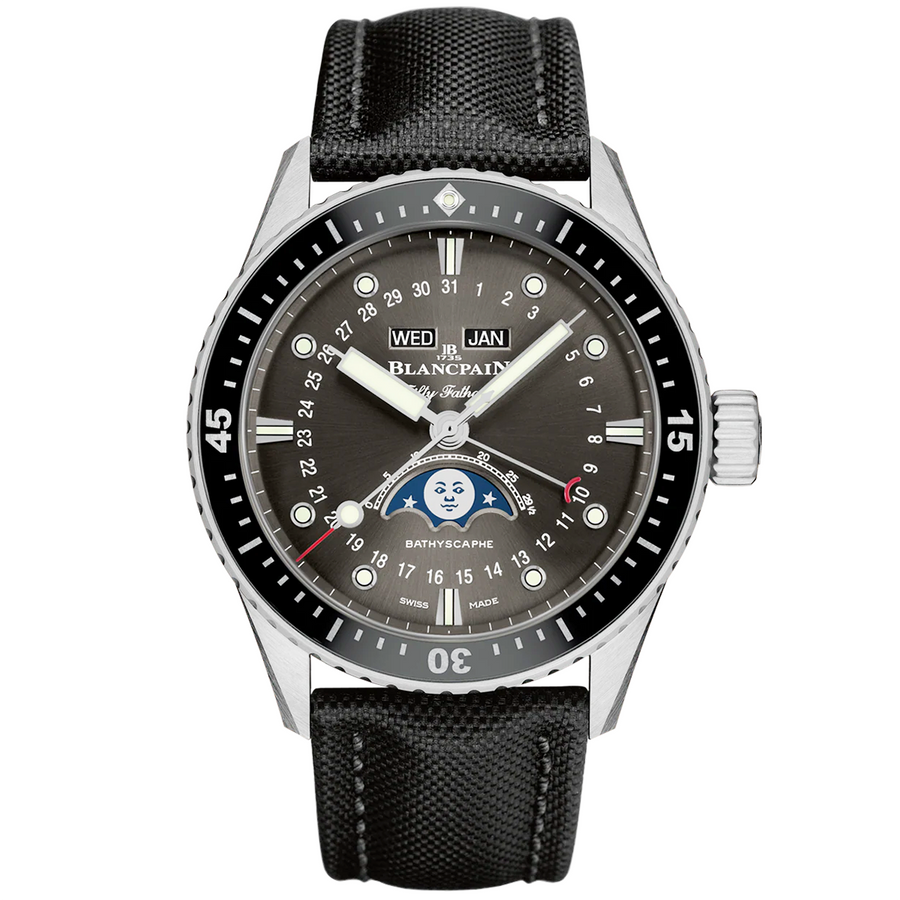 Fifty Fathoms Bathyscaphe Quantième Complet Phases de Lune Strap Watch