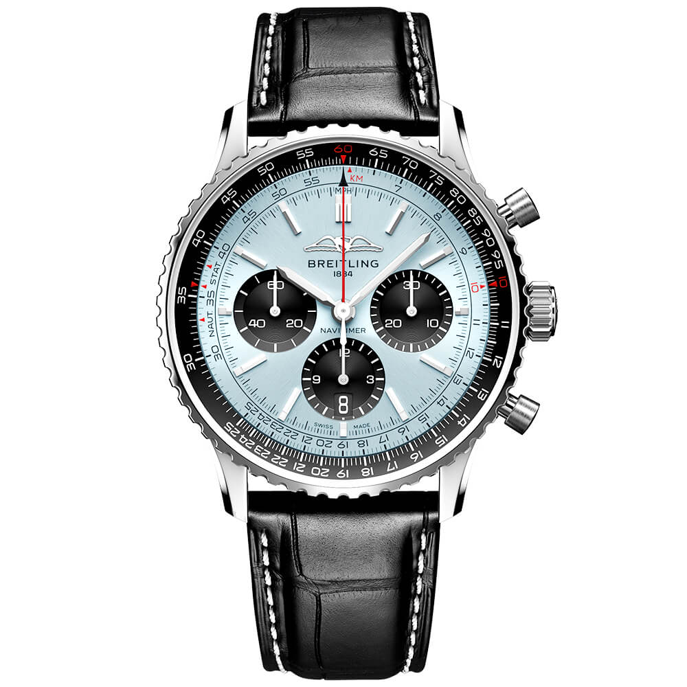 Navitimer 43mm Ice Blue/Black Dial Automatic Strap Watch