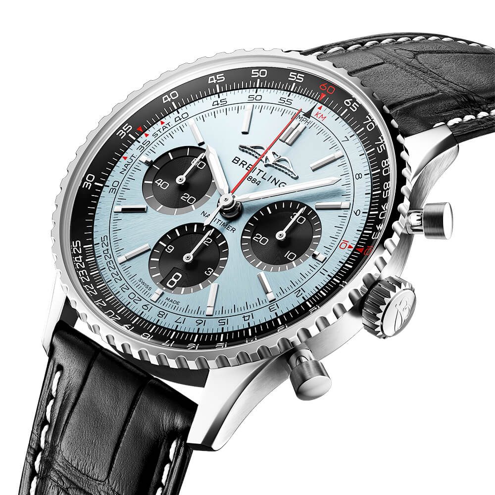 Navitimer 43mm Ice Blue/Black Dial Automatic Strap Watch