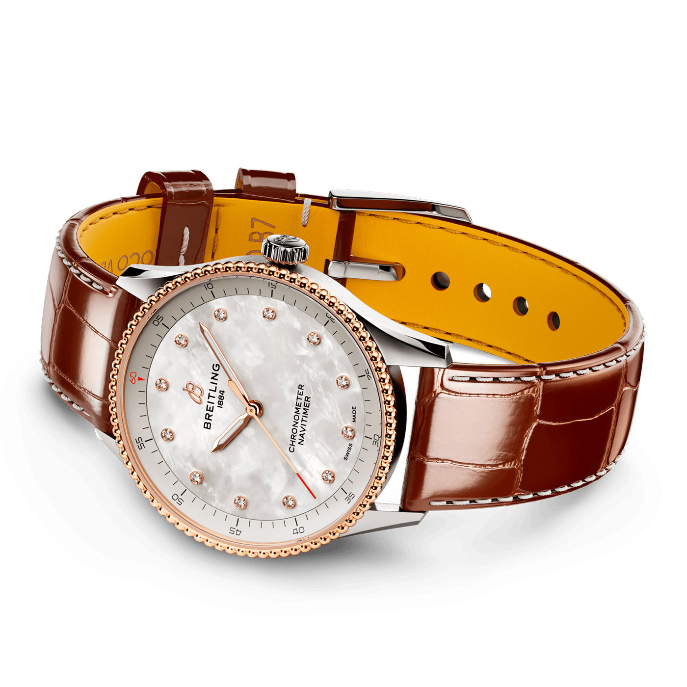 Breitling Navitimer 32mm Two-Tone Diamond Dial Ladies Strap Watch - Berry's Jewellers