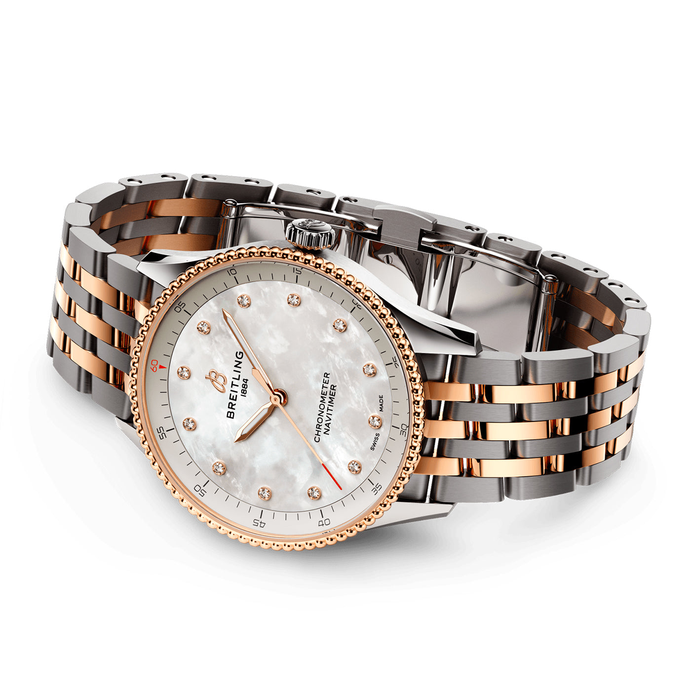 Breitling Navitimer 32mm Two-Tone Diamond Dial Ladies Bracelet Watch - Berry's Jewellers