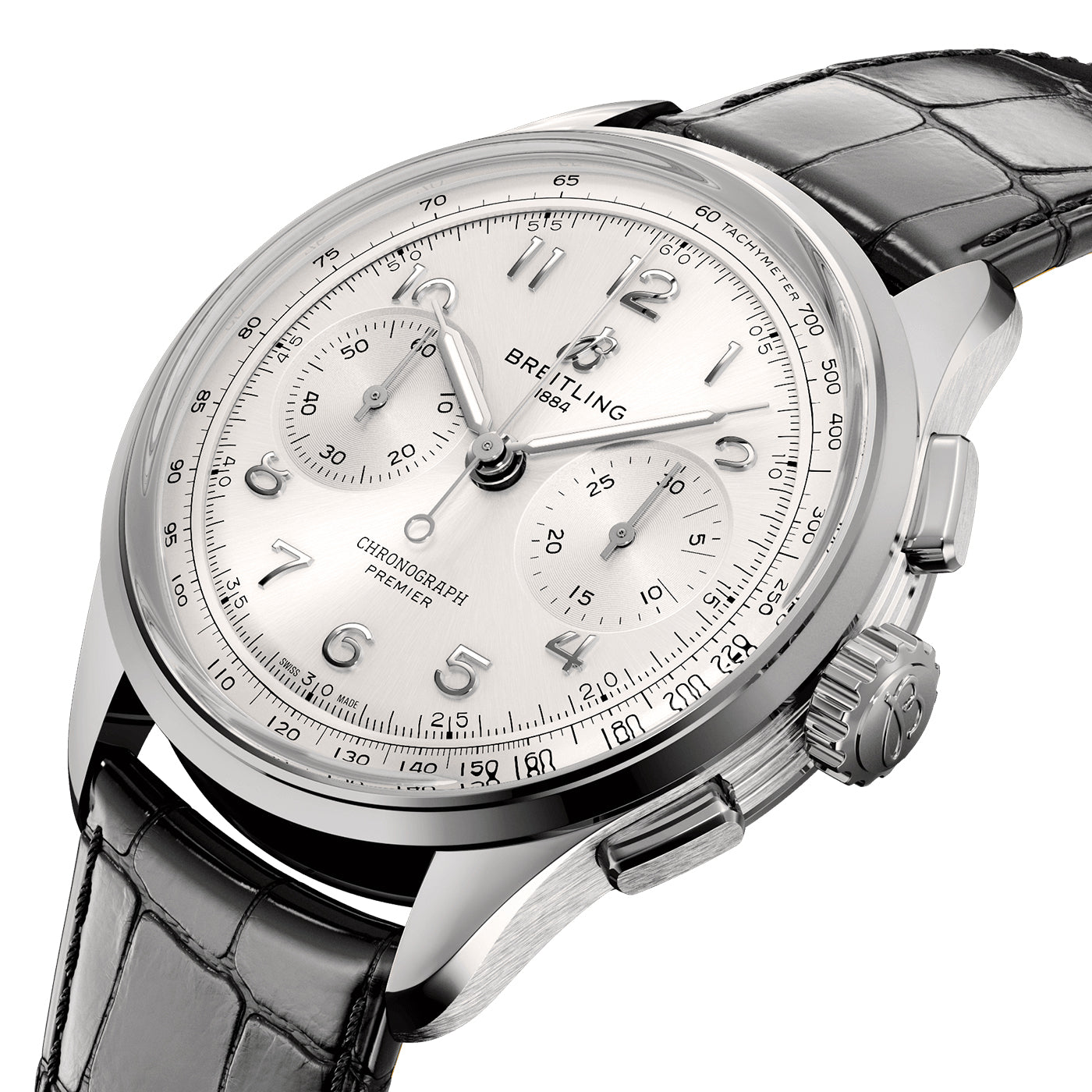 Breitling Premier B09 40mm Silver Dial Automatic Chronograph Strap Watch - Berry's Jewellers