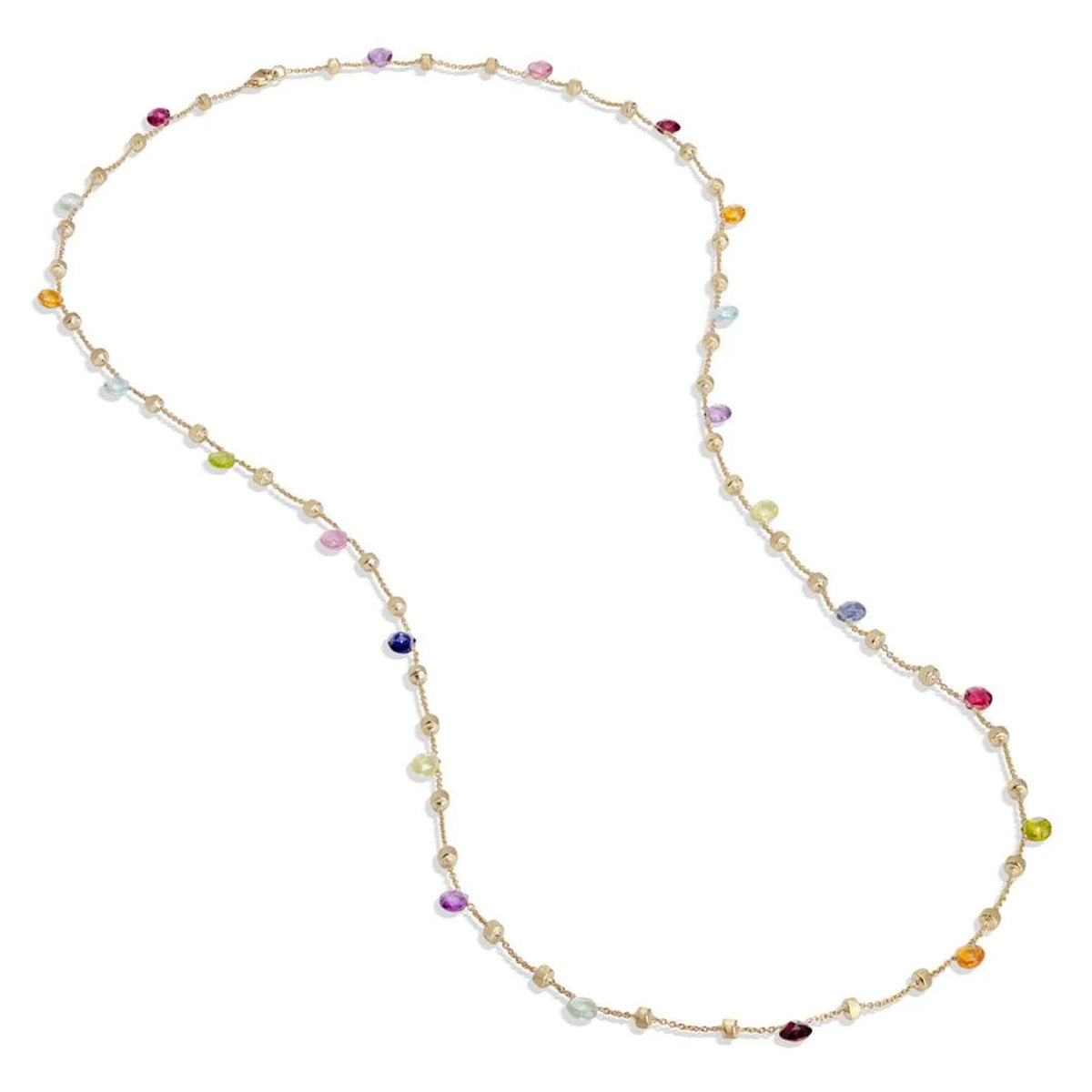 18ct Yellow Gold Paradise Mixed Coloured Stones 90cm Necklace