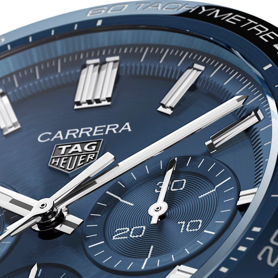 Carrera Chronograph 44mm Blue Dial & Ceramic Bezel Automatic Strap Watch