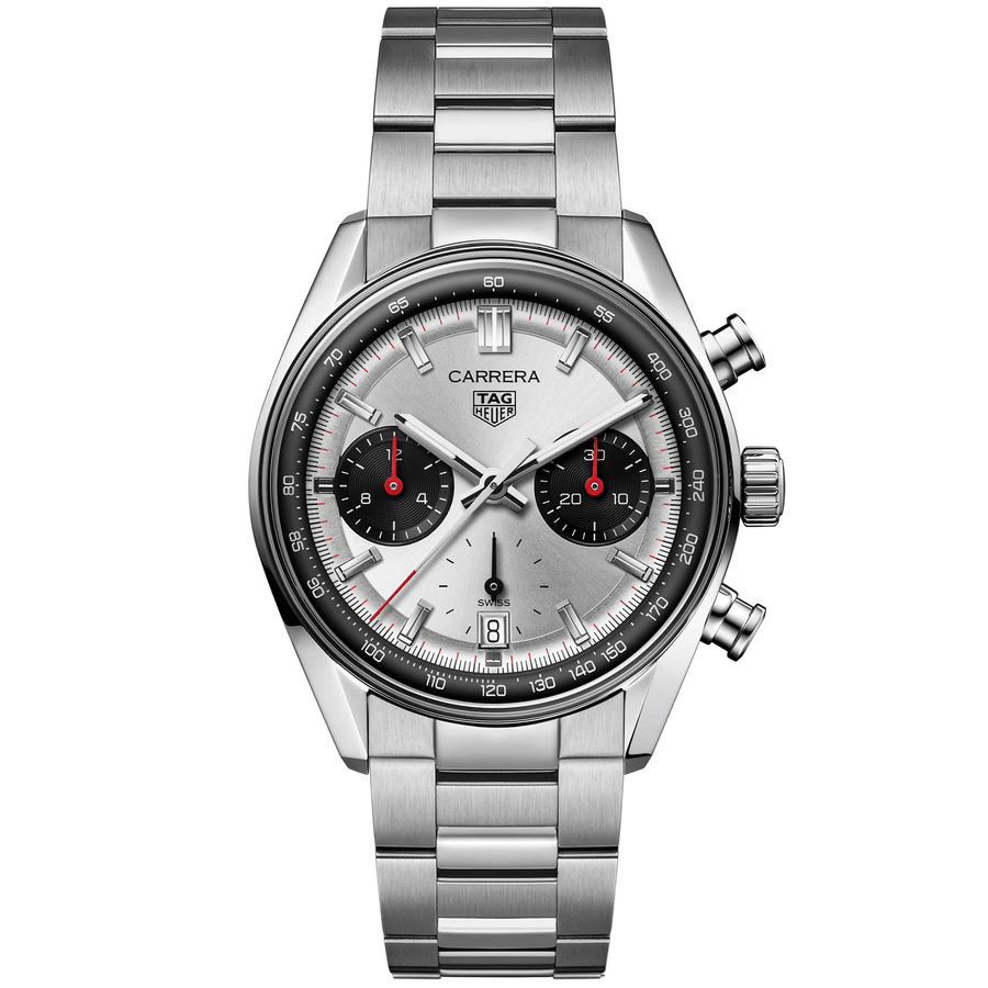 Carrera Chronograph 39mm Silver/Black Dial Automatic Bracelet Watch