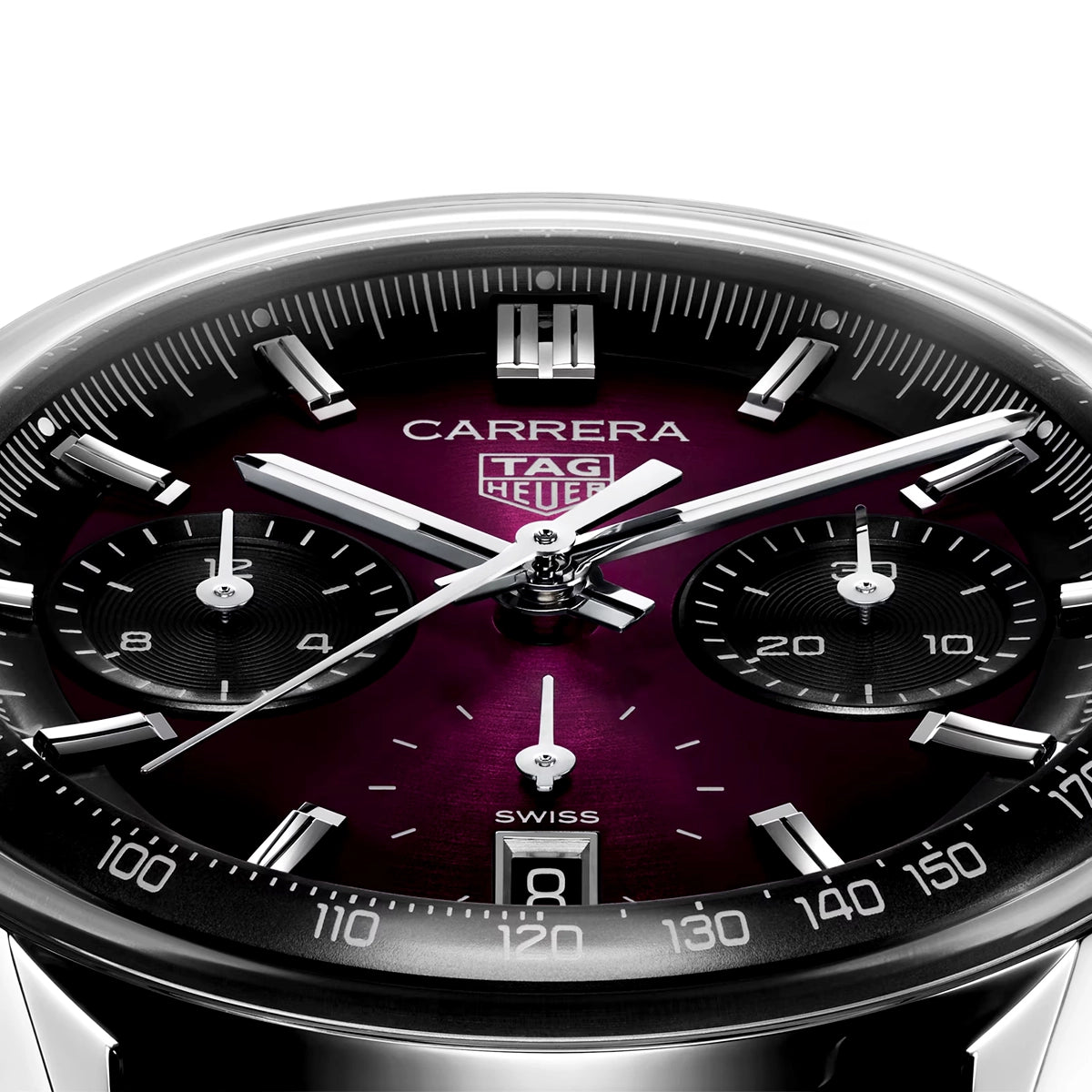 Carrera 39mm Purple Gradient Dial Automatic Chronograph Strap Watch