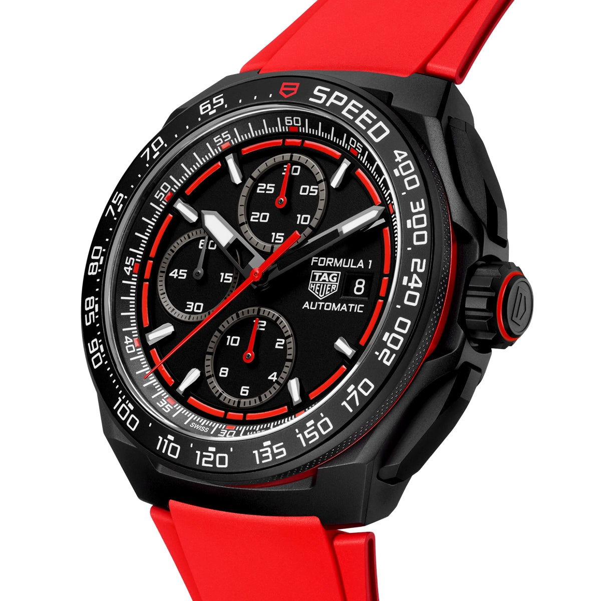 TAG Heuer Formula 1 Chronograph 44mm Black Titanium Black/Red Dial Watch - Berry's Jewellers