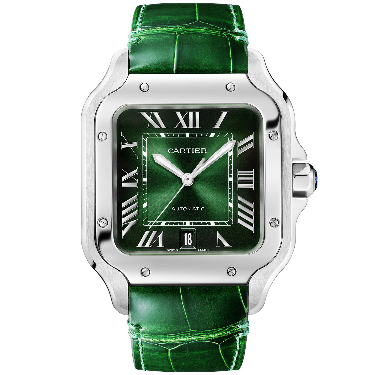 Cartier Santos de Cartier Large Smoky Green Dial Automatic Watch