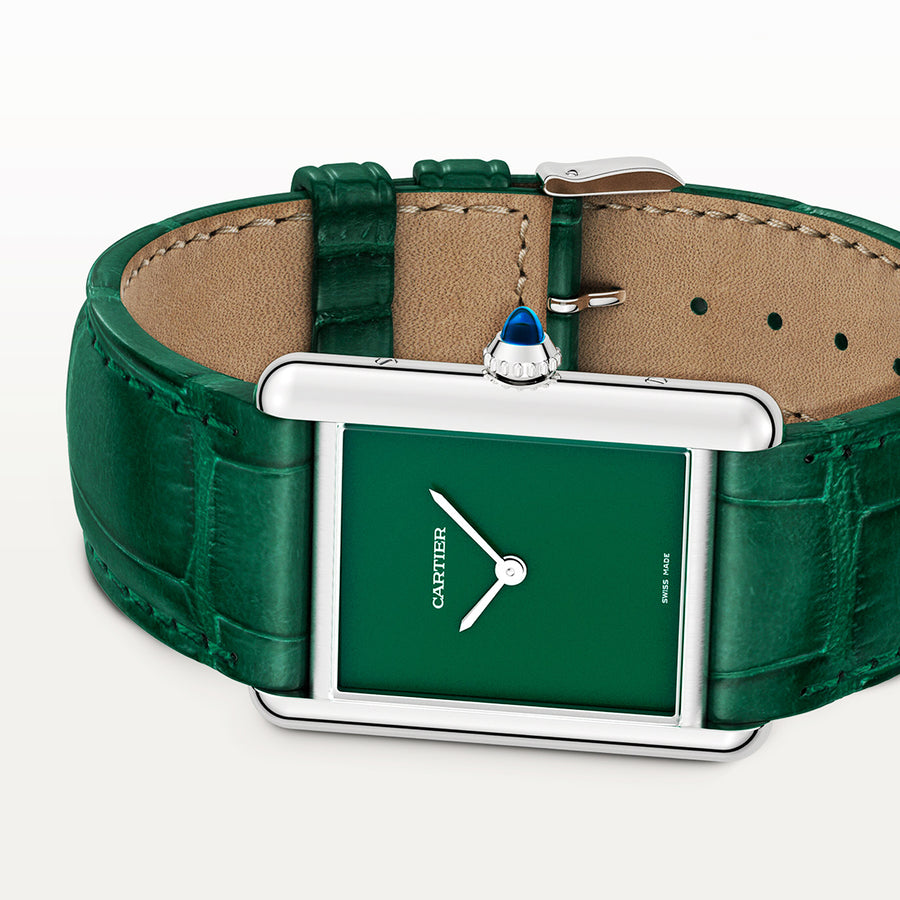 Tank Must Green Dial & Leather Strap Watch