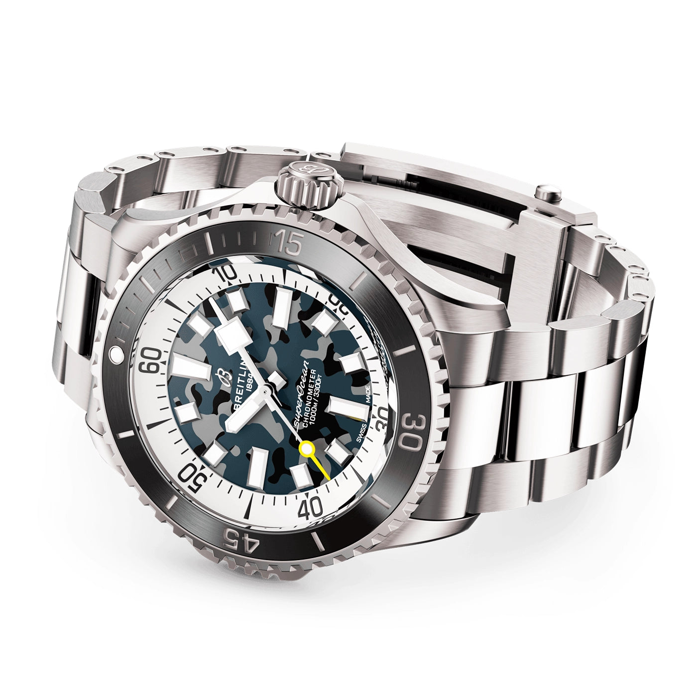 Superocean Super Diver 46mm Grey Camo Dial Bracelet Watch