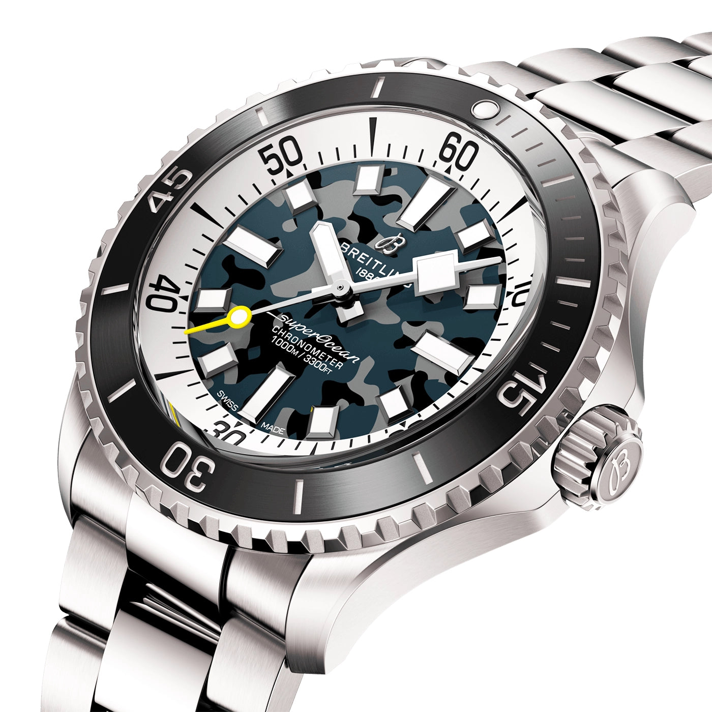 Superocean Super Diver 46mm Grey Camo Dial Bracelet Watch